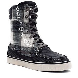 🛍️ NWT Sperry Plaid Corduroy Lace Up High top Boots / Sneakers